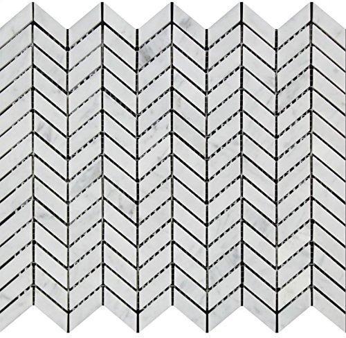 Carrara white marble mini chevron mosaic tile 12x12 sheet