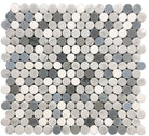 Carrara white marble penny round mosaic sheet with polished finish