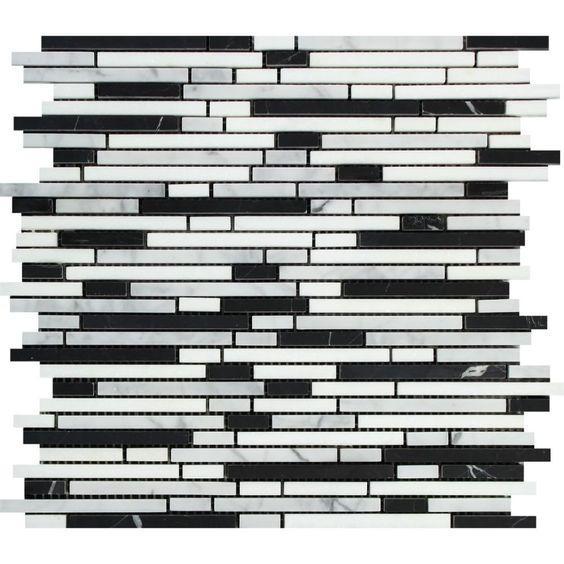 Carrara White Bamboo Sticks Tricolor Marble Mosaic