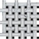 Flat lay view of Carrara White Triple Weave marble mosaic tile with intricate basket pattern