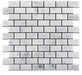 Flat view of Carrara White 1x2 Brick Marble Mosaic Tile in polished finish, 12x12 sheet