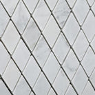 Close-up of Carrara White Diamond Marble Mosaic showing polished veining and diamond pattern