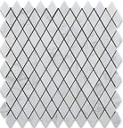 Flat view of Carrara White 1x2 Diamond Marble Mosaic Tile in polished finish, 12x12 sheet