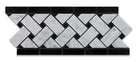 Flat view of Carrara White Basketweave Border in polished finish, 5x12 marble tile without accents