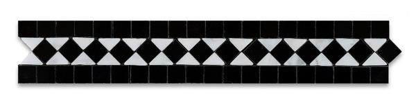 Flat view of Carrara White Bias Border in polished finish, 2x12 marble tile without insets