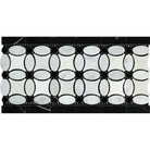 Flat view of Carrara White Florida Flower Border in polished finish, 11x7 all-white marble tile