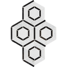 Flat view of Carrara White Hex Nero Marble Mosaic in polished finish, 1.4 sq ft sheet