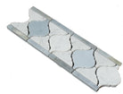 Flat view of Carrara White Lantern Border 4x12 in polished marble, showing elegant veining
