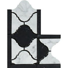 Flat view of Carrara White Lantern Border with Black Corner in polished finish, 4x8 marble tile