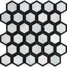 Carrara White Marble 2 Inch Hexagon Black Mosaic Tile