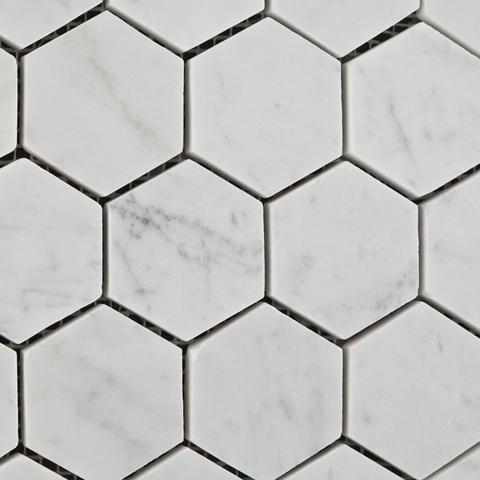 Carrara White Marble 2 Inch Hexagon Mosaic Tile