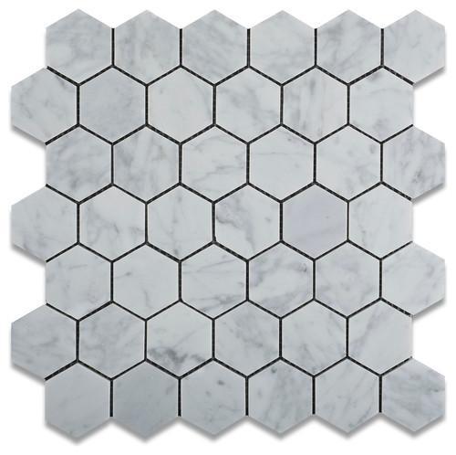 Carrara White Hexagon Marble Mosaic 2in