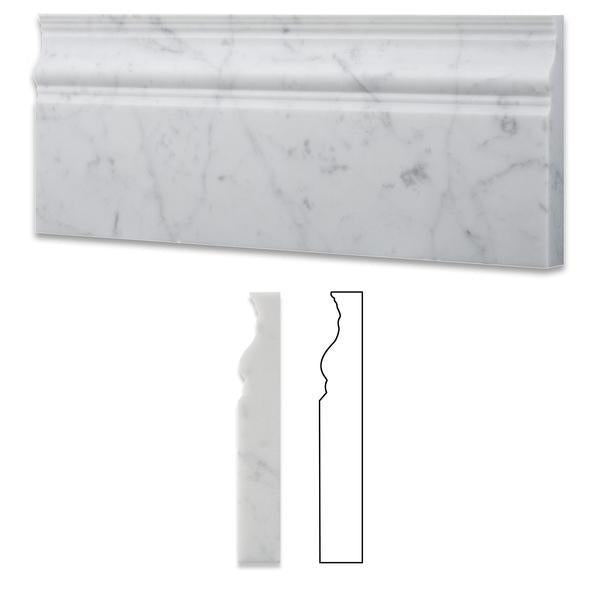 Carrara White Marble Baseboard Molding 5x12