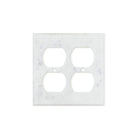 Flat view of Carrara White Marble Double Duplex Switch Plate Cover, 4.5x4.5 inches polished finis