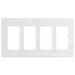 Flat view of Carrara White Marble Quadruple Rocker Switch Plate Cover, 4.5x8.25 in polished finish