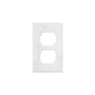 Flat view of Carrara White Marble Single Duplex Outlet Cover, 2.75x4.5 inch in polished finish