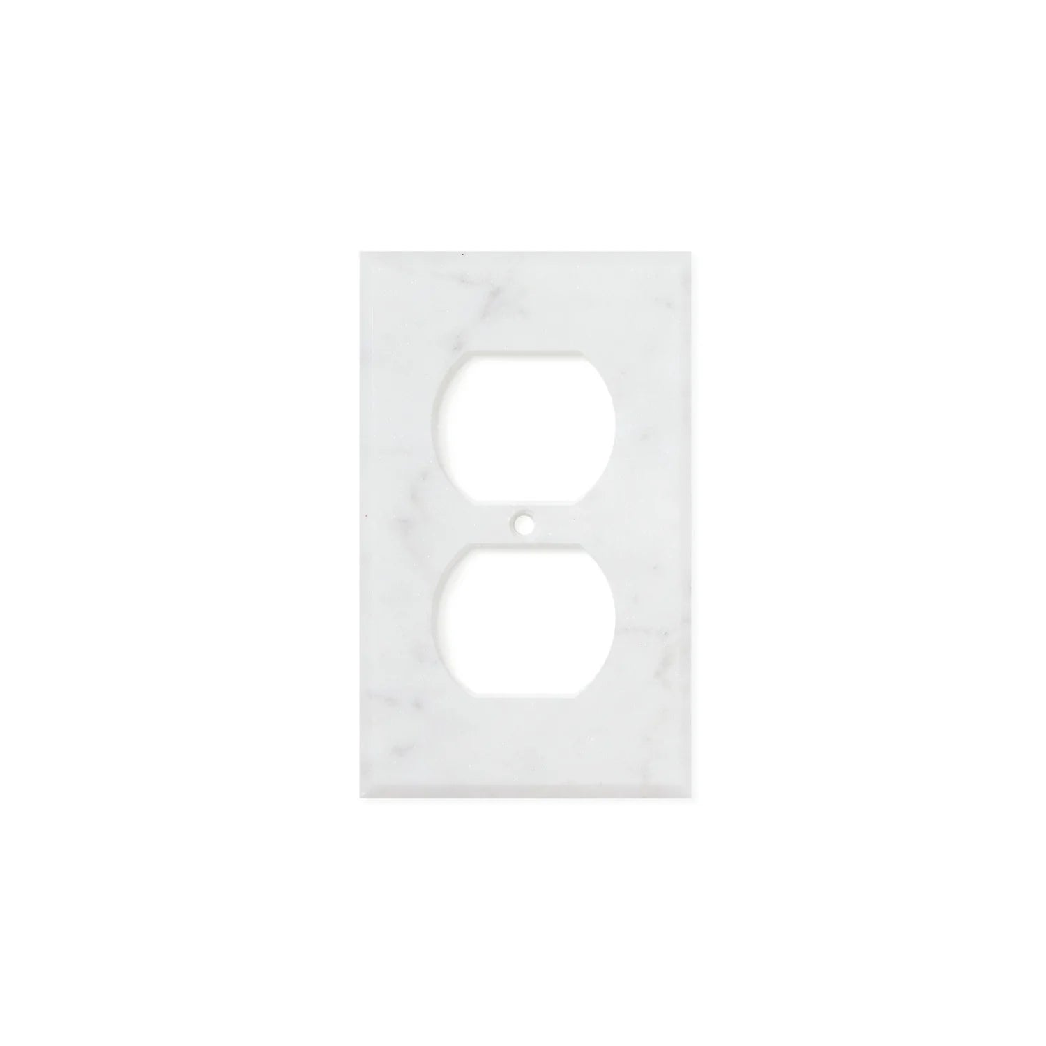 Flat view of Carrara White Marble Single Duplex Outlet Cover, 2.75x4.5 inch in polished finish