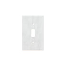 Flat view of Carrara White Marble Single Toggle Switch Plate Cover, 2.75x4.5 polished finish