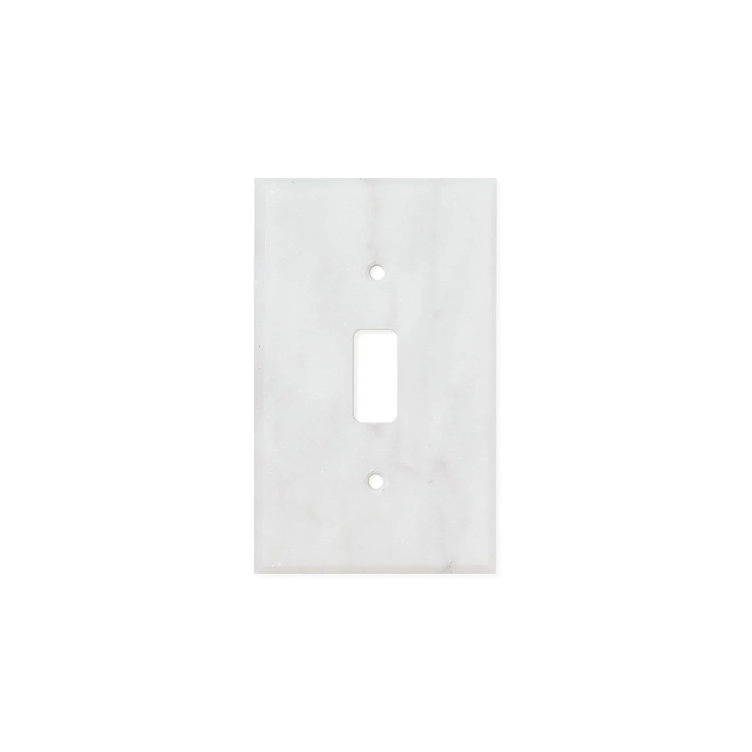Flat view of Carrara White Marble Single Toggle Switch Plate Cover, 2.75x4.5 polished finish