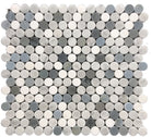 Flat view of Carrara White 1-inch Penny Round Marble Mosaic with polished finish