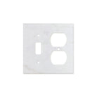 Flat view of Carrara White Marble Toggle Duplex Switch Plate, 4.5x4.5 inch in polished finish