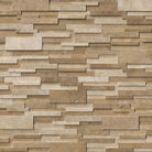 Flat lay of Casa Blend 3D Honed travertine ledger panel in soft cream and beige