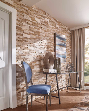 Close-up of Casa Blend panel showing staggered honed and split face textures
