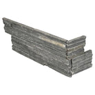 Flat lay of Charcoal Pencil stacked stone corner in slim gray slate strips
