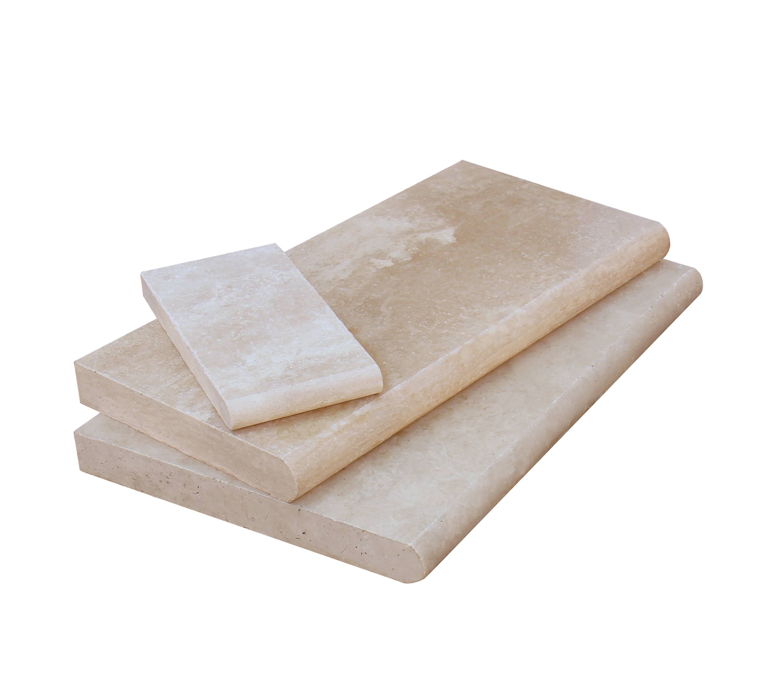 Close-up of creamy beige surface texture on Cordoba Cream travertine
