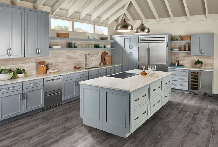Close-up of Country River Mist tile showing knot details, grain texture, and soft matte glaze