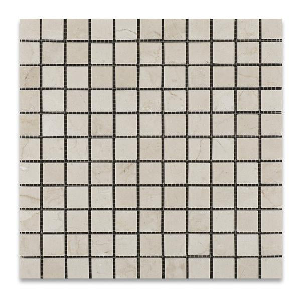 Crema Marfil 1x1 polished mosaic tile sheet
