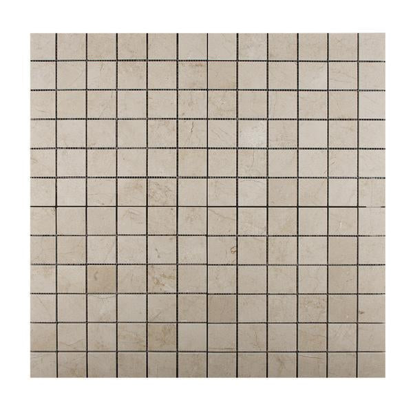 Crema Marfil 2x2 polished mosaic tile sheet