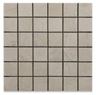 Crema Marfil 2x2 tumbled mosaic tile sheet