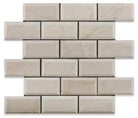 Crema Marfil 2x4 deep bevelled polished mosaic tile sheet