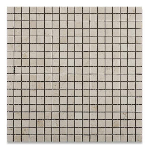 Crema Marfil 5/8 inch polished mosaic marble tile sheet