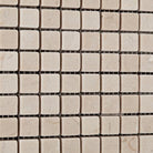 Close-up of Crema Marfil 5/8 inch tumbled mosaic showing texture