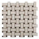 Crema Marfil Basketweave polished mosaic tile sheet
