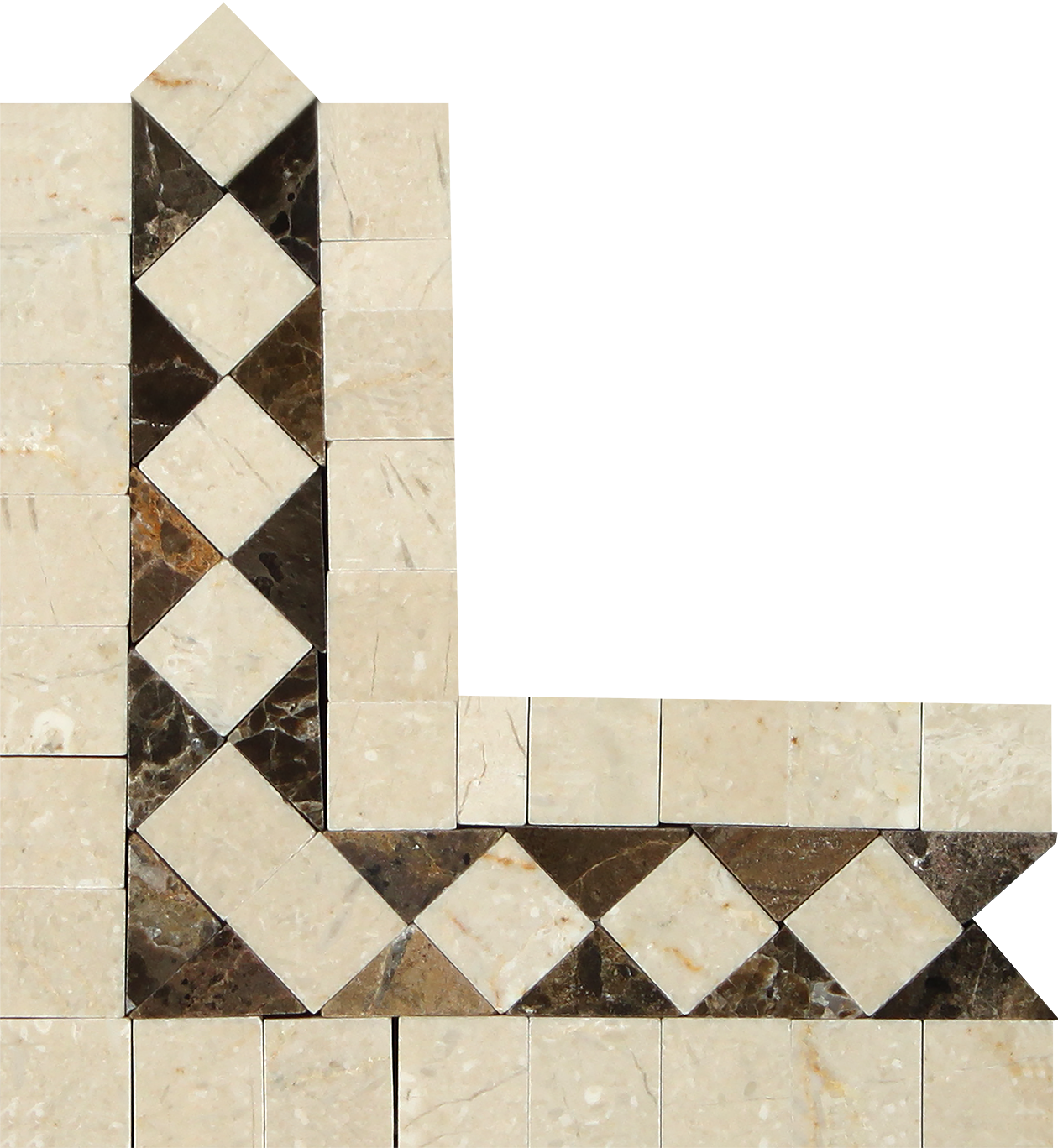 Crema Marfil Bias Border Corner 5x6 polished Spanish marble