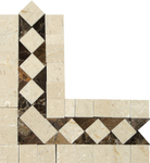 Crema Marfil Bias Border Corner 5x6 polished Spanish marble