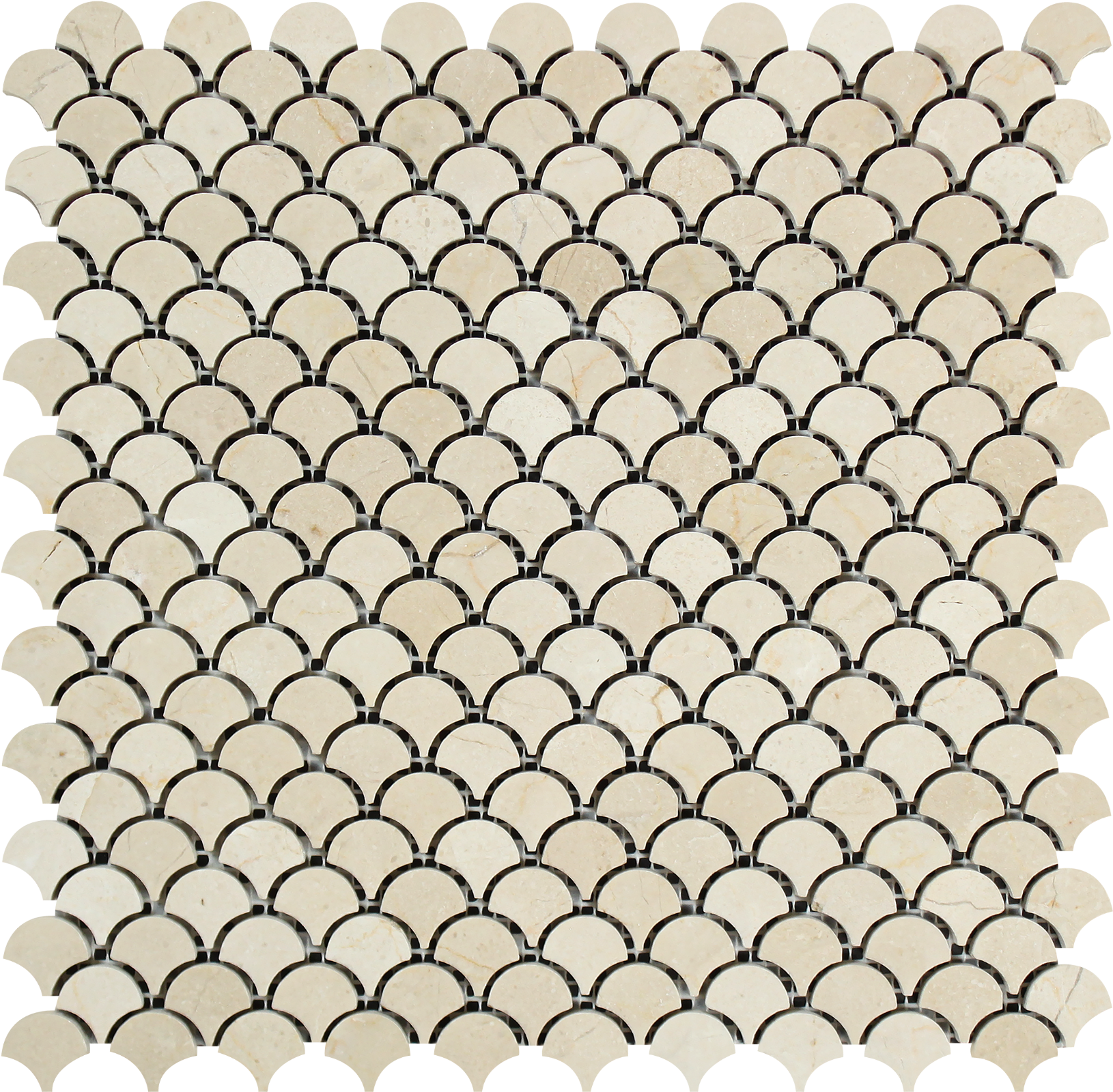 Crema Marfil Fish Scale Mosaic polished marble tile