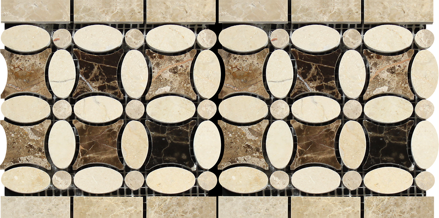 Crema Marfil Florida Flower Border 5x12 polished marble