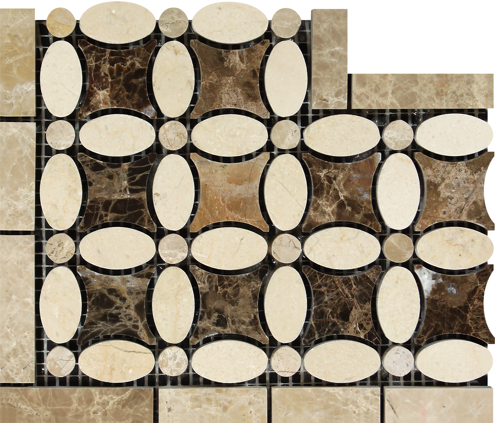 Crema Marfil Florida Flower Border Corner 5x6 Spanish marble