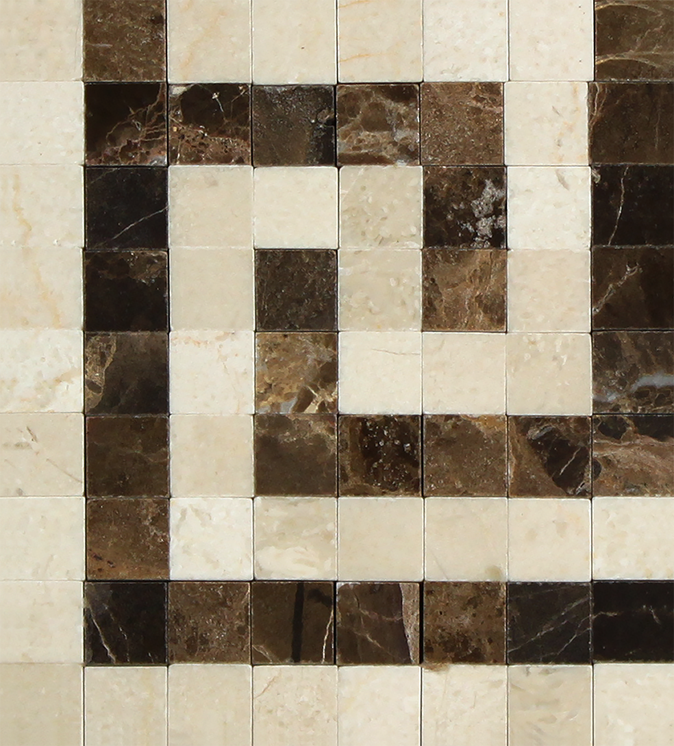 Crema Marfil Greek Key Border Corner in 5x6 size, polished marble