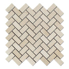 Crema Marfil Herringbone Mosaic Tile in polished finish, 12x12 sheet