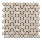 Crema Marfil Hexagon 1 inch Mosaic in tumbled finish, 12x12 mesh sheet
