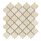 Crema Marfil Lantern Mosaic 2 inch tile in polished finish, 12x12 mesh