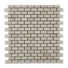 Crema Marfil Mini Brick Mosaic tile in polished finish on 12x12 mesh