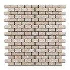 Crema Marfil Mini Brick Mosaic tile with tumbled finish on 12x12 sheet