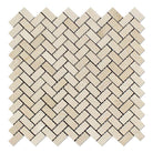 Crema Marfil Mini Herringbone Mosaic polished marble 12x12 sheet