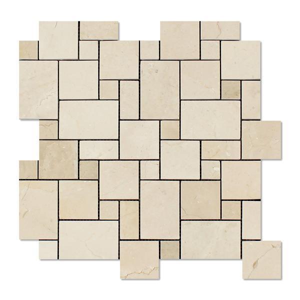 Crema Marfil Mini Pattern Mosaic polished marble 12x12 sheet
